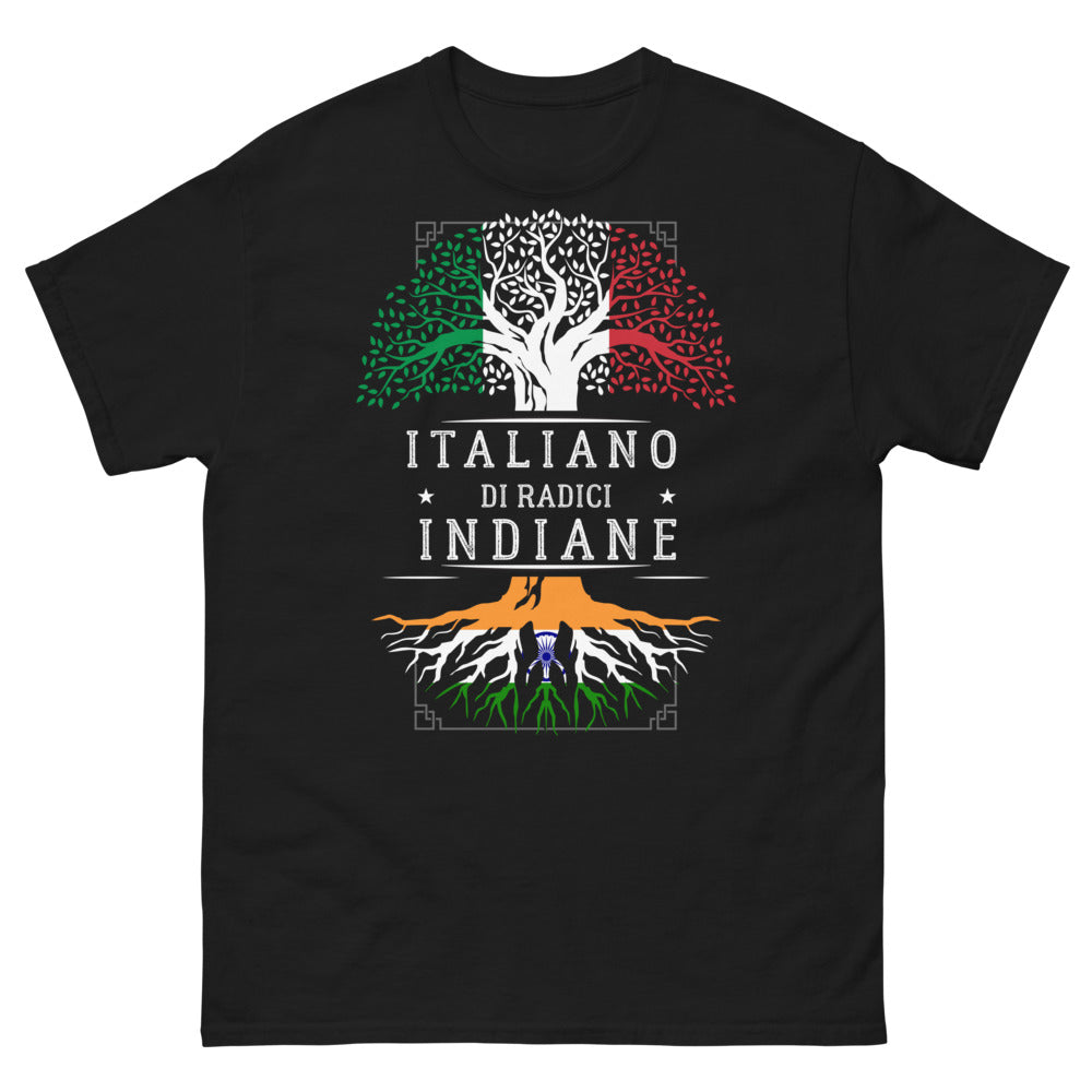 T-Shirt Radici Indiane Italiane blu scuro - fusione culturale orgogliosa