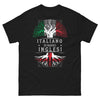 T-shirt italiano e inglese nero - Humor e orgoglio