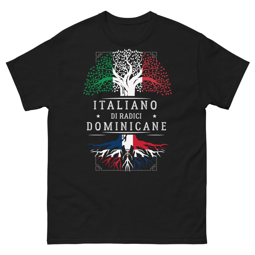 Maglietta Italiano di Radici Dominicane nera - fusione radici italiane e dominicane