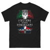 Maglietta Italiano di Radici Dominicane nera - fusione radici italiane e dominicane