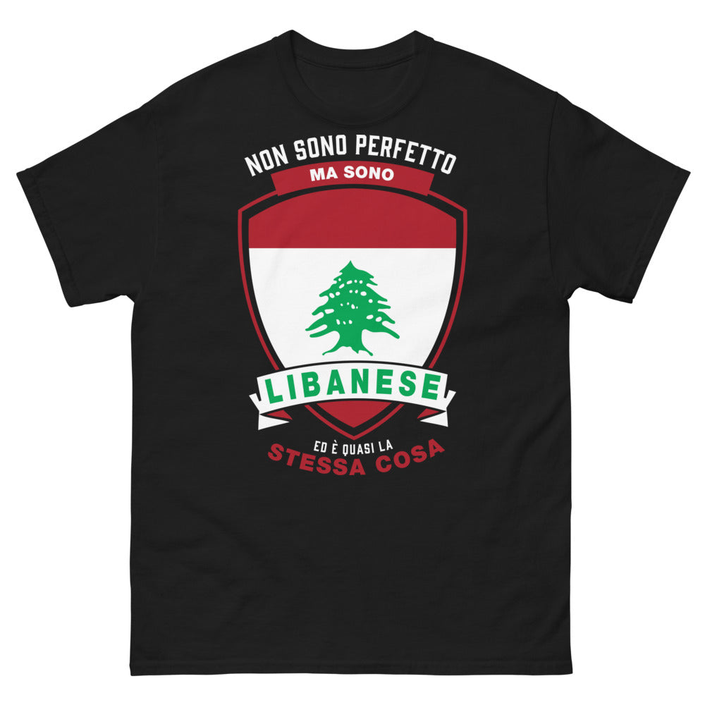 T-Shirt Libano Nero - Non sono perfetto ma sono libanese