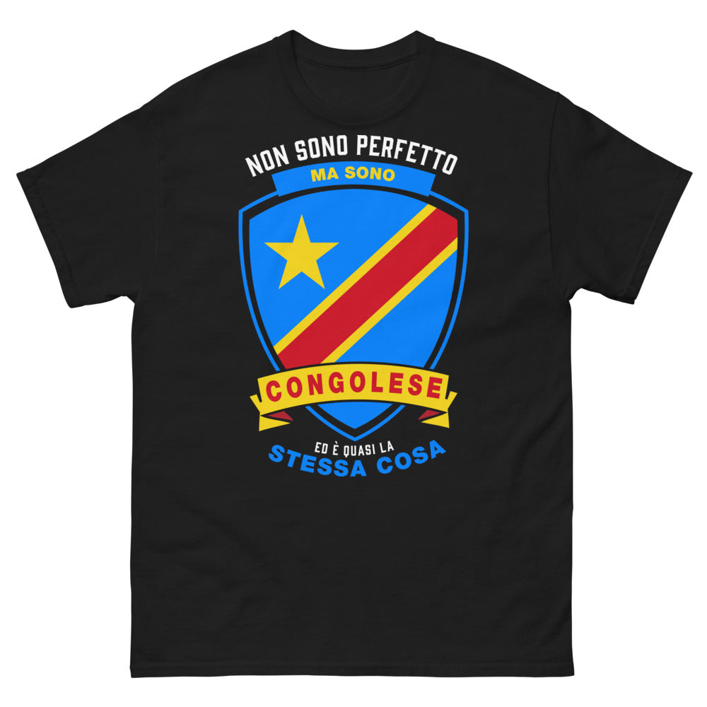 T-shirt Congo bleu marine - Non sono perfetto ma sono Congolese