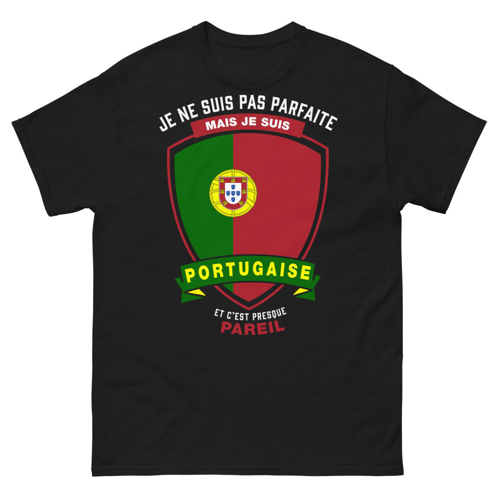 T-shirt portugaise noir face - je ne suis pas parfaite