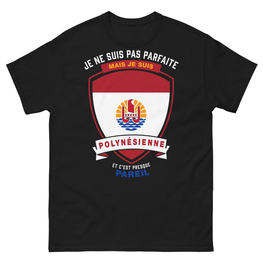 T-shirt Polynésienne noir - Je ne suis pas parfaite mais je suis polynésienne