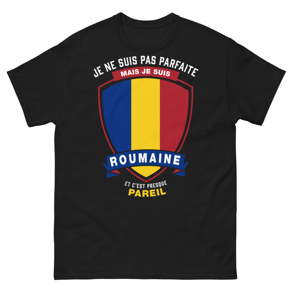 T-shirt Roumaine noir face - je ne suis pas parfaite