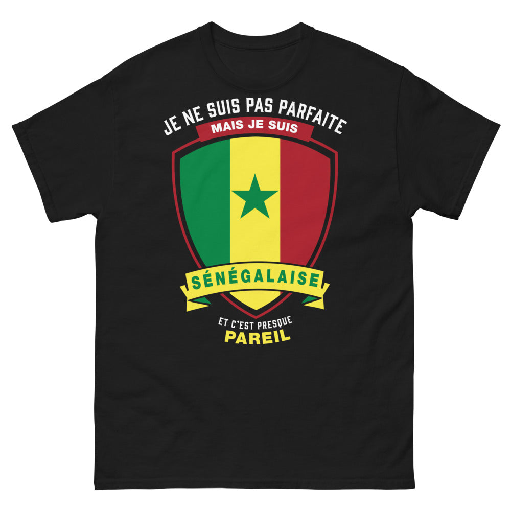 T-shirt Sénégalais noir - je ne suis pas parfaite, sénégalaise