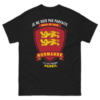 Thumbnail for T-shirt Normande noir face - texte: je ne suis pas parfaite mais je suis Normande