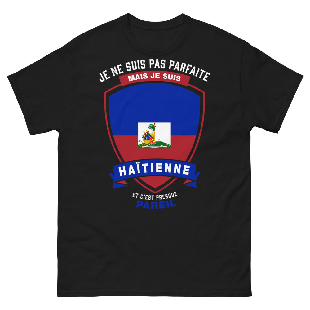 T-shirt Haïtienne noir - Je ne suis pas parfaite mais je suis Haïtienne