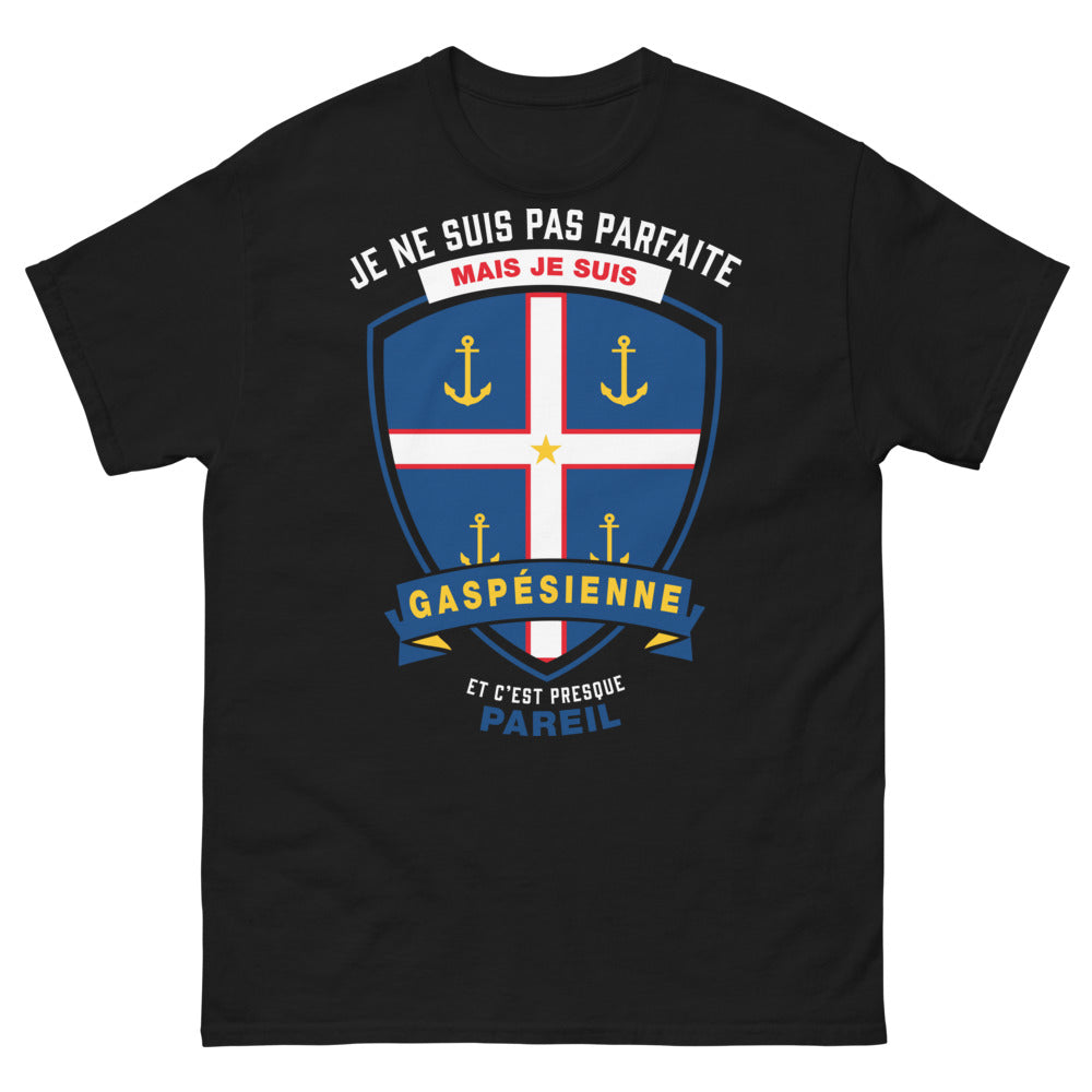T-shirt Gaspésie noir - Je ne suis pas parfaite mais je suis gaspésienne