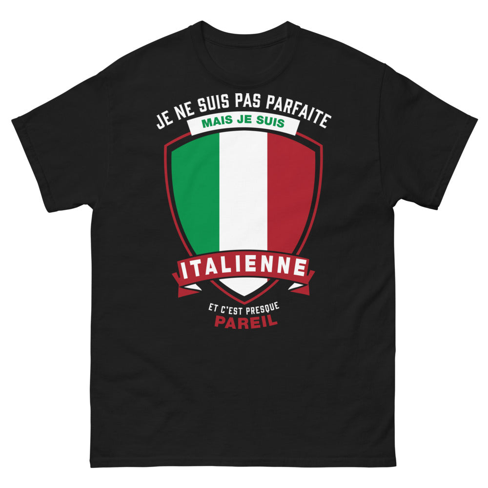 T-shirt Italienne noir - Je ne suis pas parfaite mais je suis Italienne