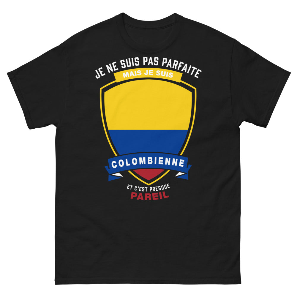 T-shirt Colombienne noir - fière d'être imparfaite