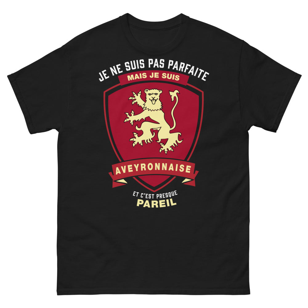 T-shirt Aveyronnaise noir - Je ne suis pas parfaite mais je suis Aveyronnaise