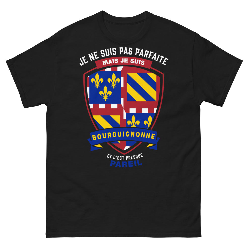 T-shirt Bourgogne noir - Je ne suis pas parfaite mais je suis Bourguignonne