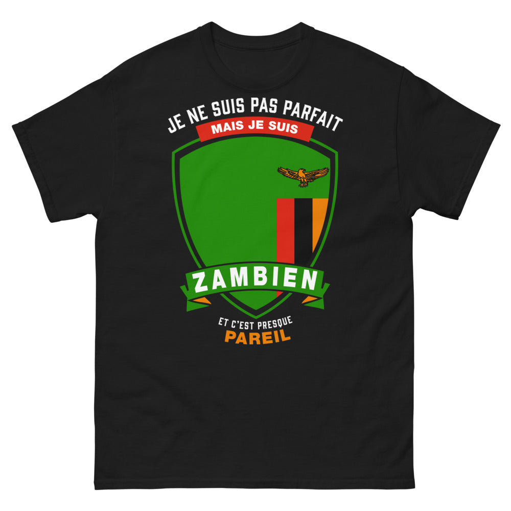 T-shirt zambien noir - je ne suis pas parfait mais zambien