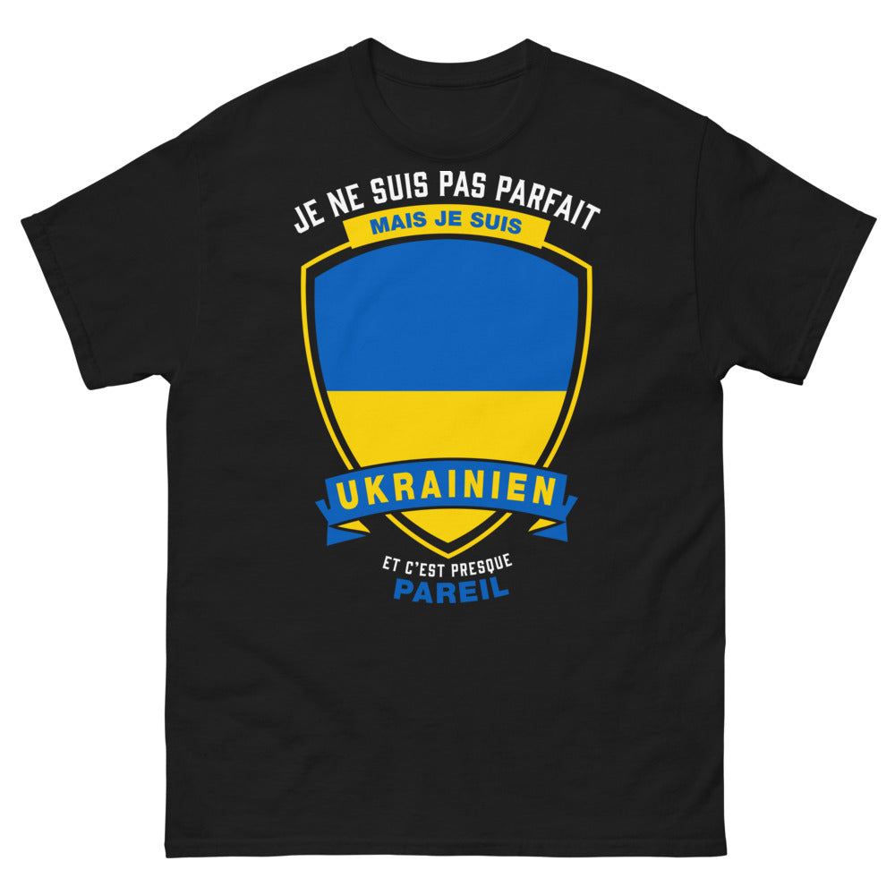 T-shirt Ukraine noir - Je ne suis pas parfait mais je suis Ukrainien