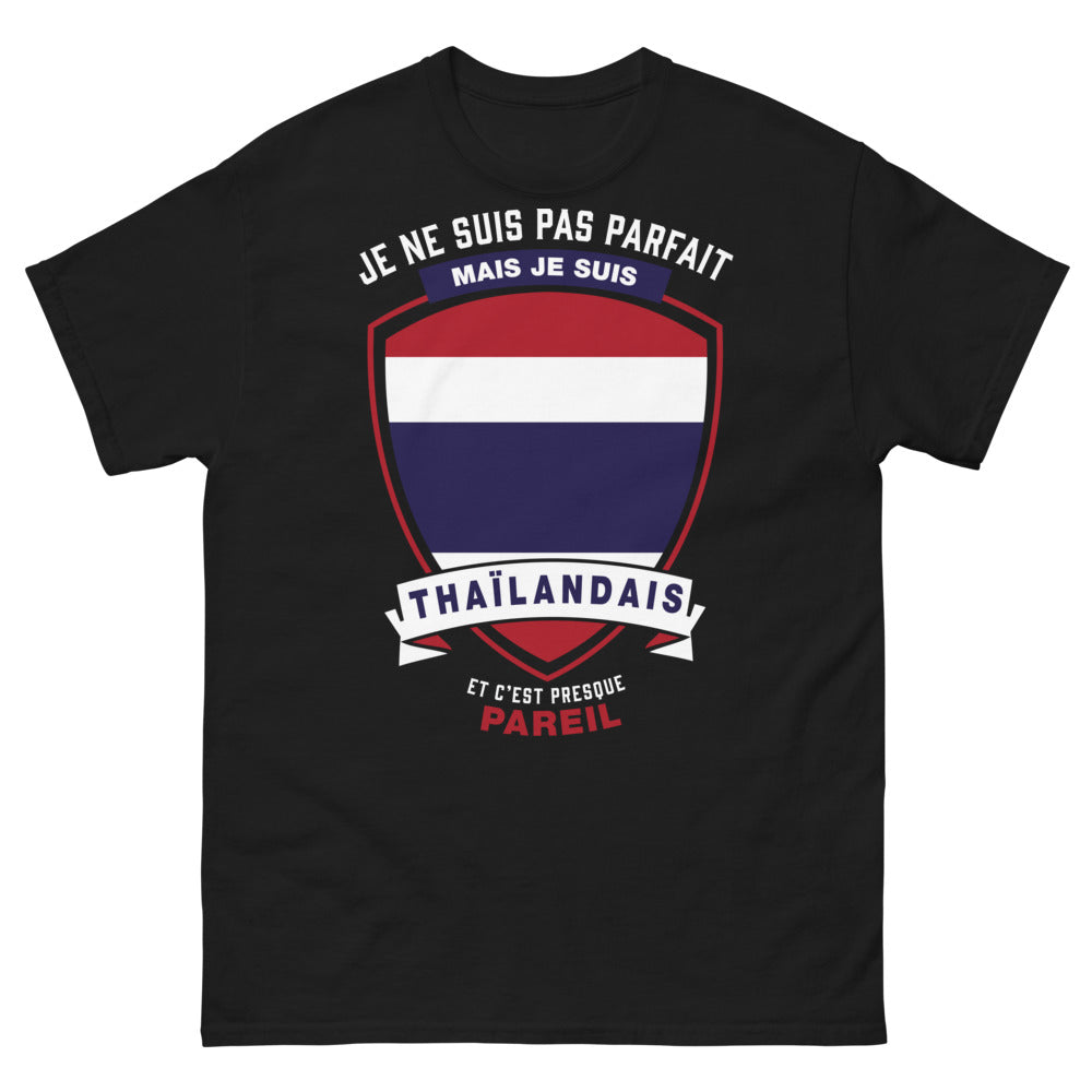 T-shirt Thaïlandais noir face - humour sur origines