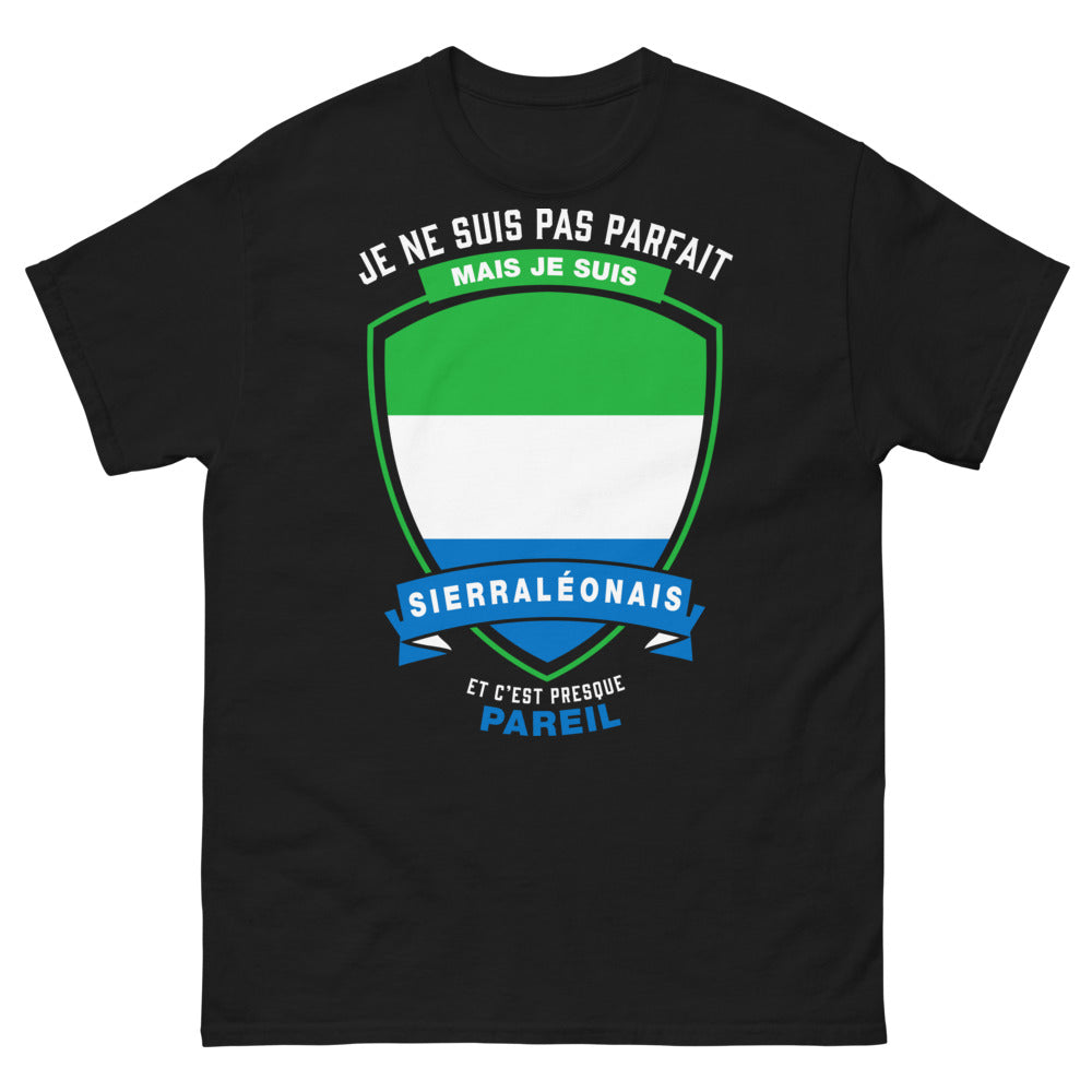 T-shirt Sierra-Léonais noir - Je ne suis pas parfait mais je suis Sierra-Léonais