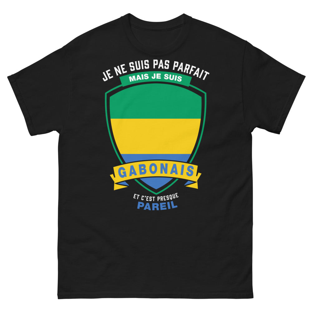 T-shirt Gabonais noir - Je ne suis pas parfait mais je suis Gabonais