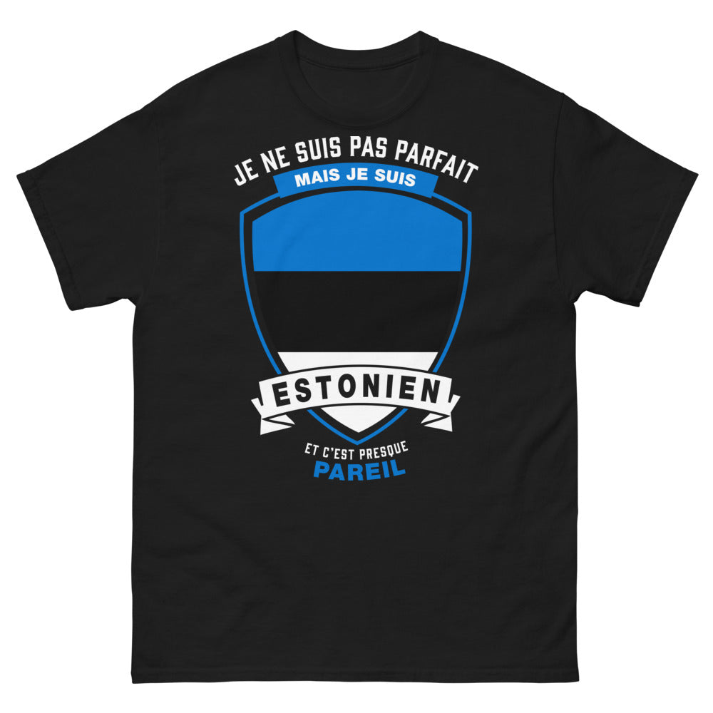 T-shirt Estonie noir - Je ne suis pas parfait mais je suis estonien