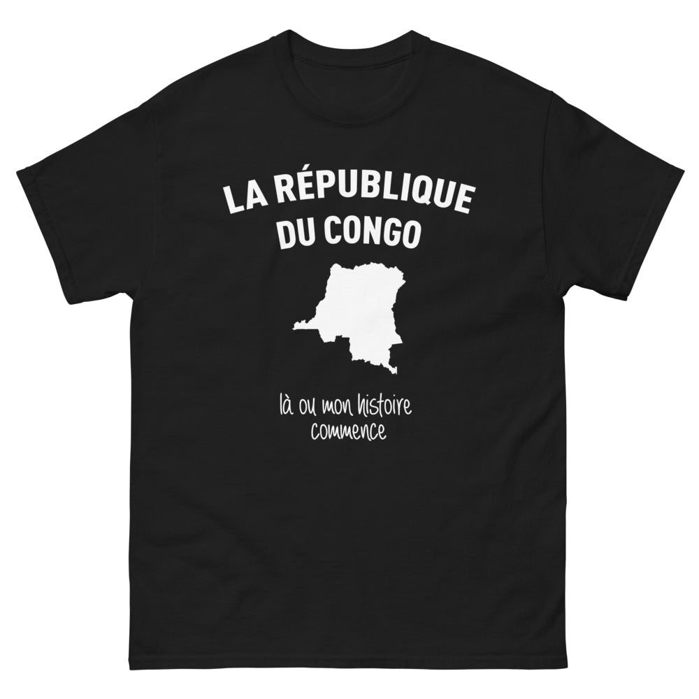 T-shirt République du Congo noir face - Là où mon histoire commence