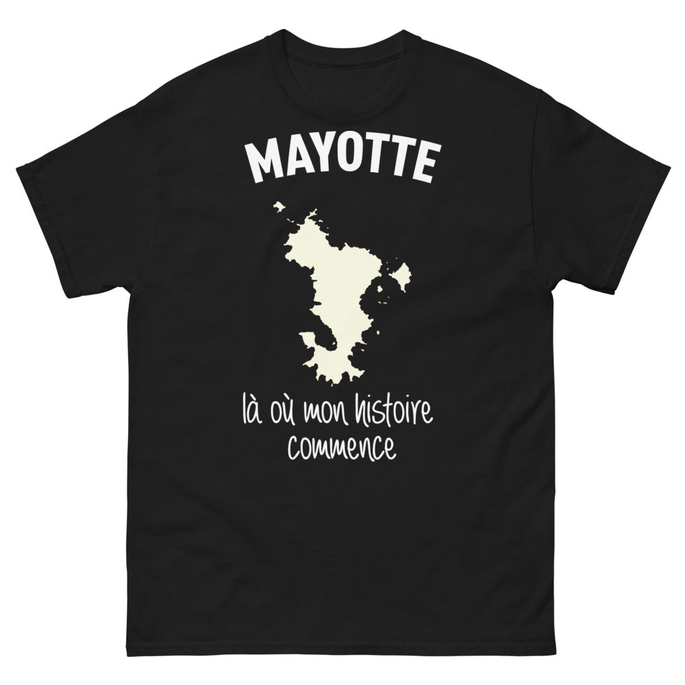 T-shirt Mayotte noir face - Là où mon histoire commence