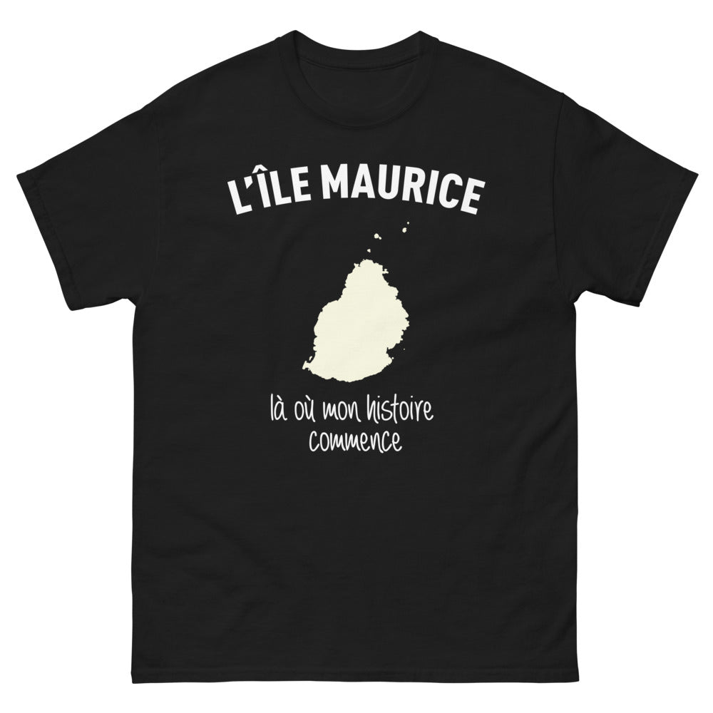 T-shirt Île Maurice noir - Là Où Mon Histoire Commence