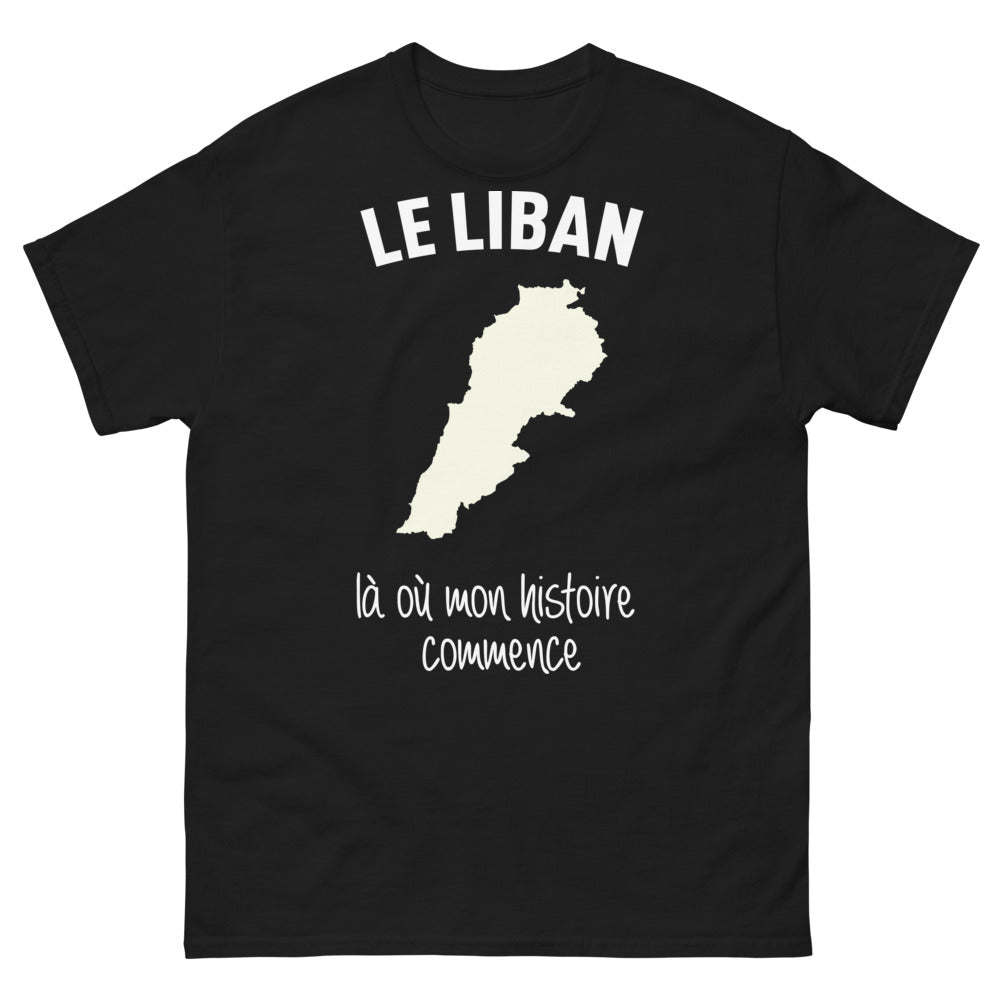 T-shirt Libanais noir - là où mon histoire commence