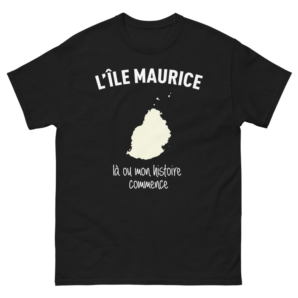 T-shirt Île Maurice noir - Là où mon histoire commence
