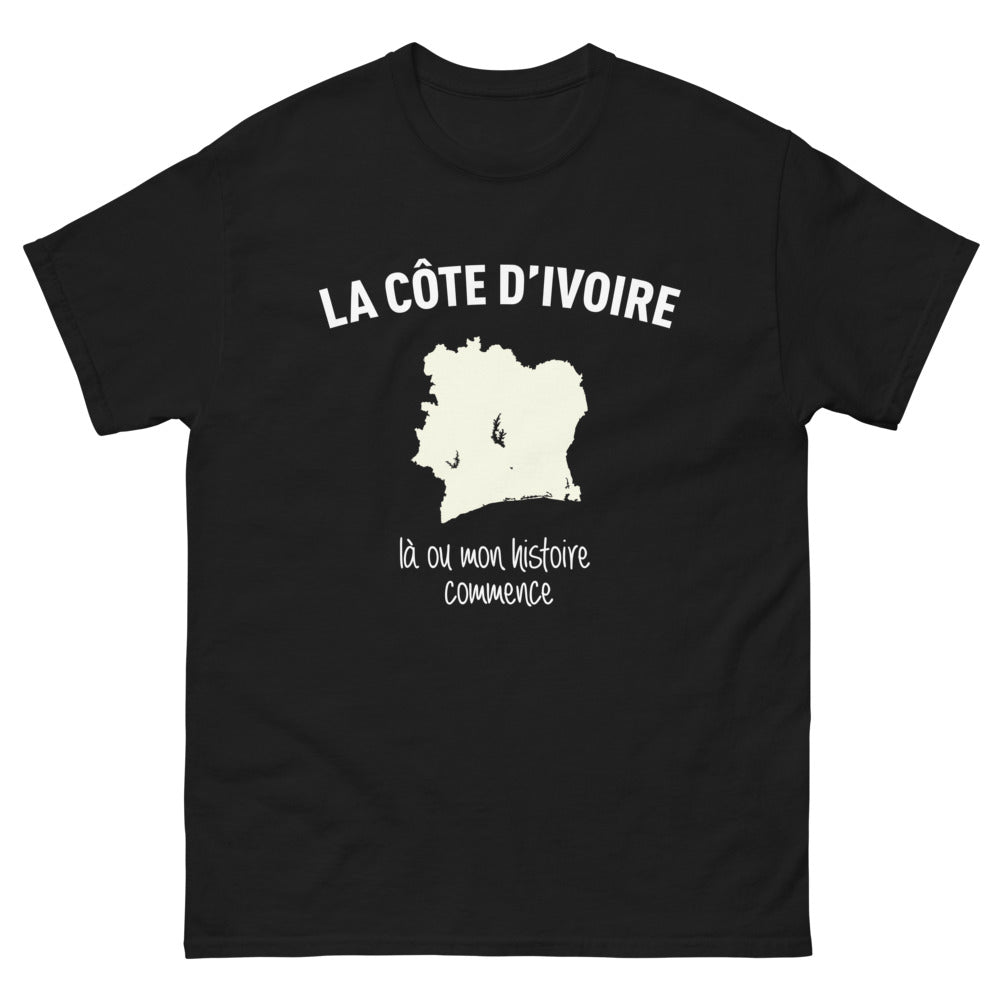 T-shirt Côte d'Ivoire noir face - où mon histoire commence