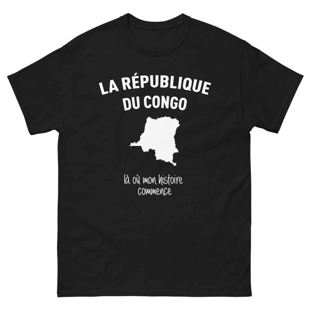 T-shirt République du Congo noir - Là où mon histoire commence