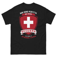 Thumbnail for Maglietta Svizzera nera frontale - Non sono perfetta ma sono Svizzera
