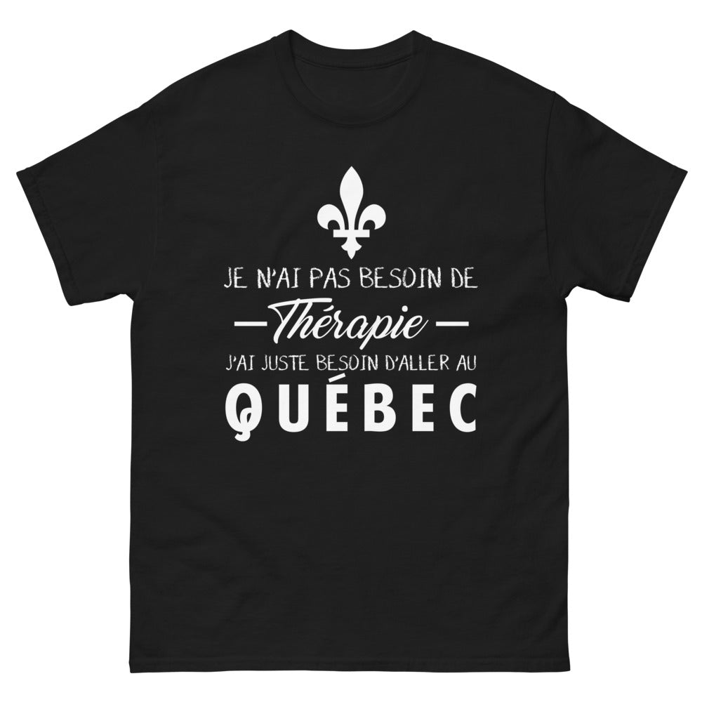 T-shirt Québec noir - je n'ai pas besoin de thérapie