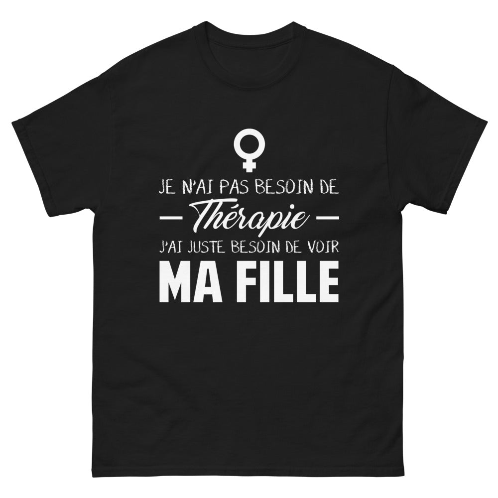 T-shirt père et fille noir - besoin de voir ma fille