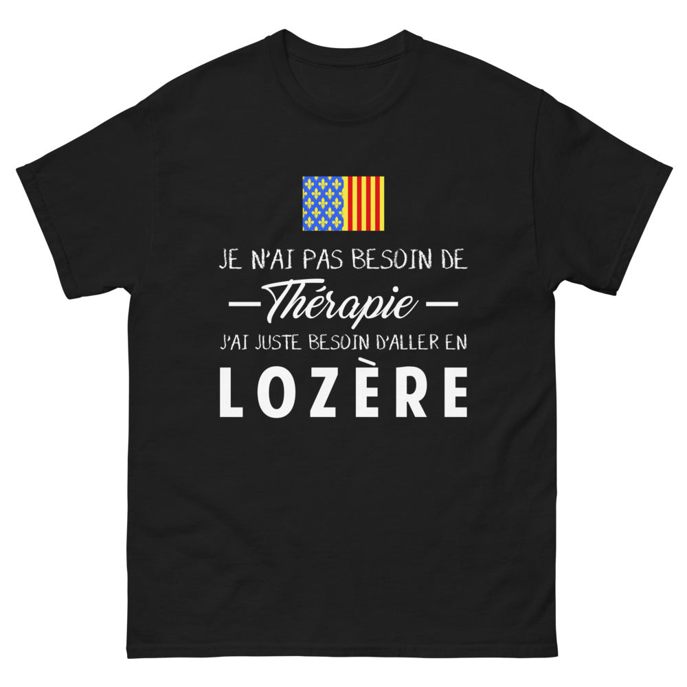 T-shirt Lozère noir - Je n'ai pas besoin de thérapie