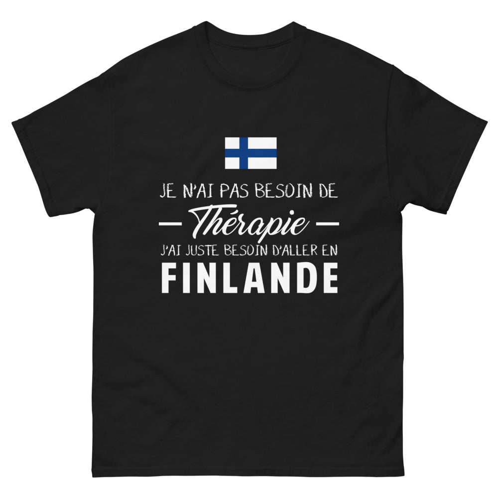 T-shirt Finlande noir - je n'ai pas besoin de thérapie