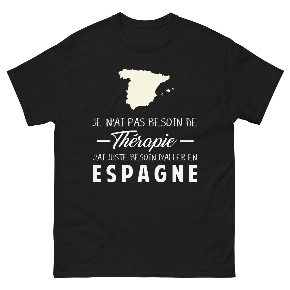T-shirt Espagne noir - Pas besoin de thérapie, juste d'Espagne