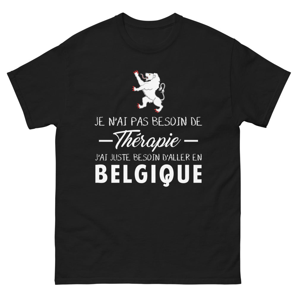 T-shirt Belgique noir - pas besoin de thérapie