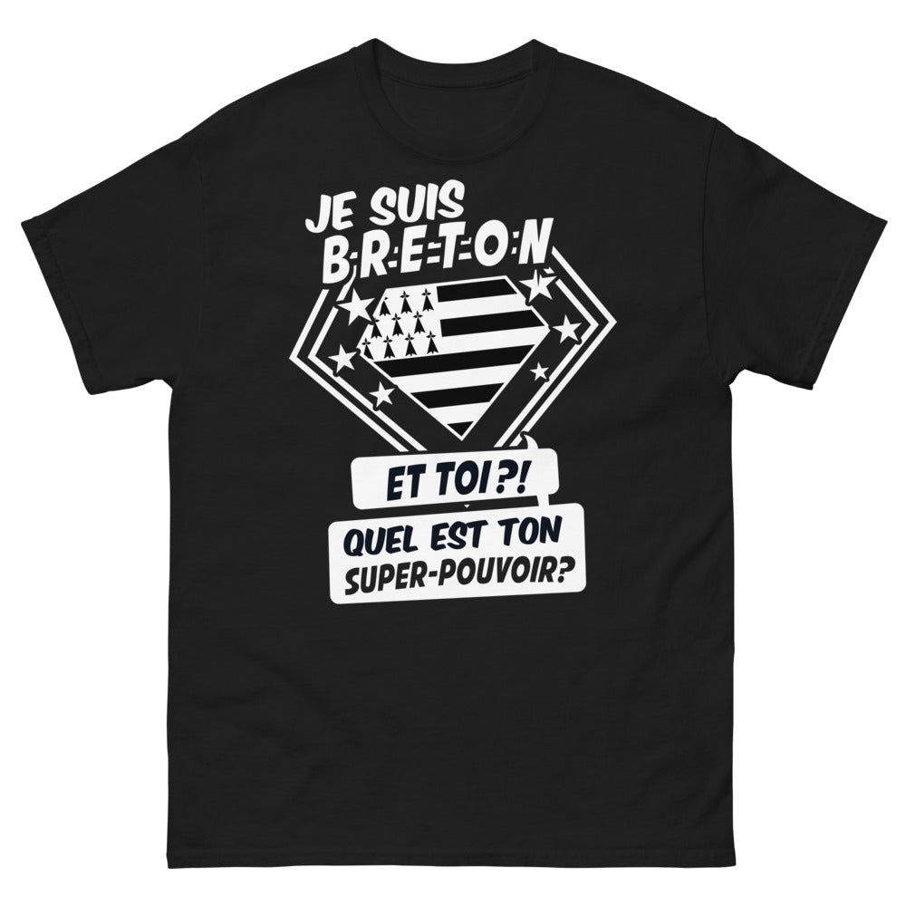T-shirt Breton noir - Je suis Breton - super pouvoir ?