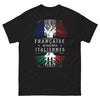T-shirt Française de Racines Italiennes noir - double culture pasta et fromage