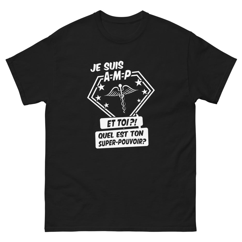 T-shirt Assistant(e) Maternelle noir - super pouvoir AMP