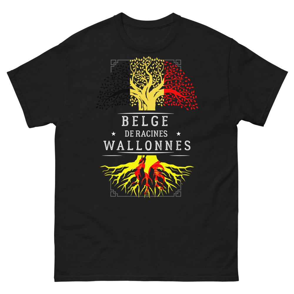 T-shirt Wallonie noir - Belge de racines wallonnes