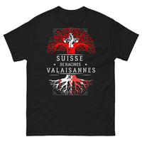 Thumbnail for T-shirt Valaisan noir - racines et montagnes sombre