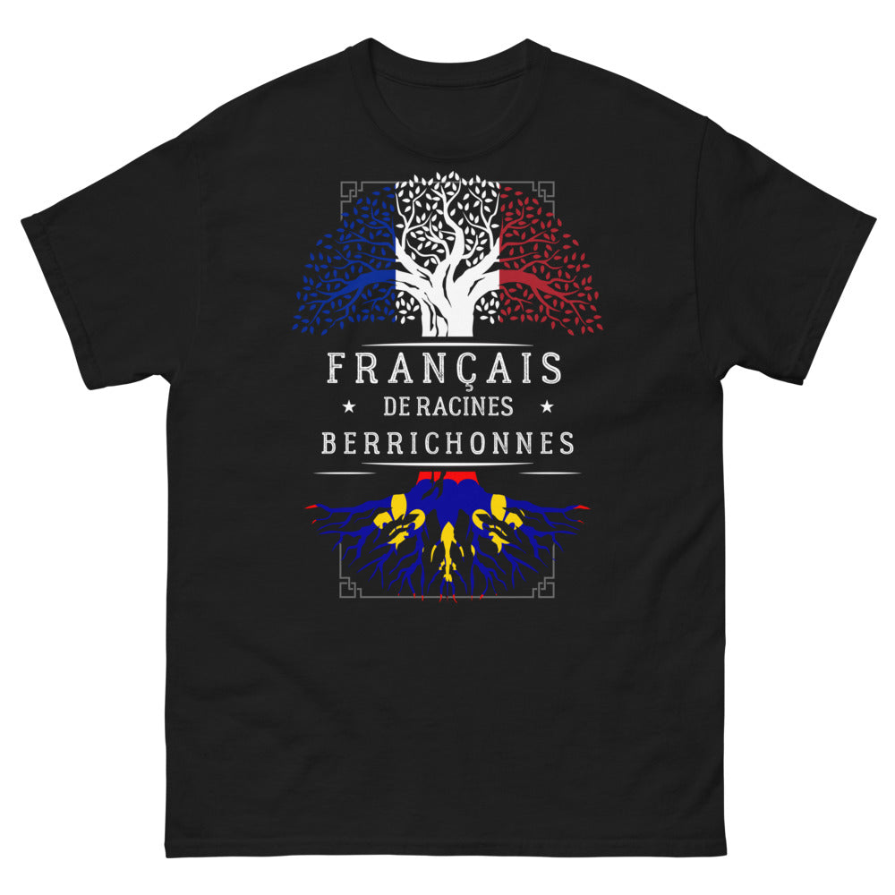 T-shirt Français de Racines berrichonnes noir - design sombre et fier