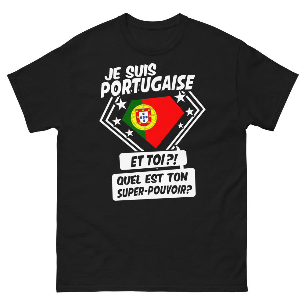 T-shirt Portugais noir - quel est ton super pouvoir?