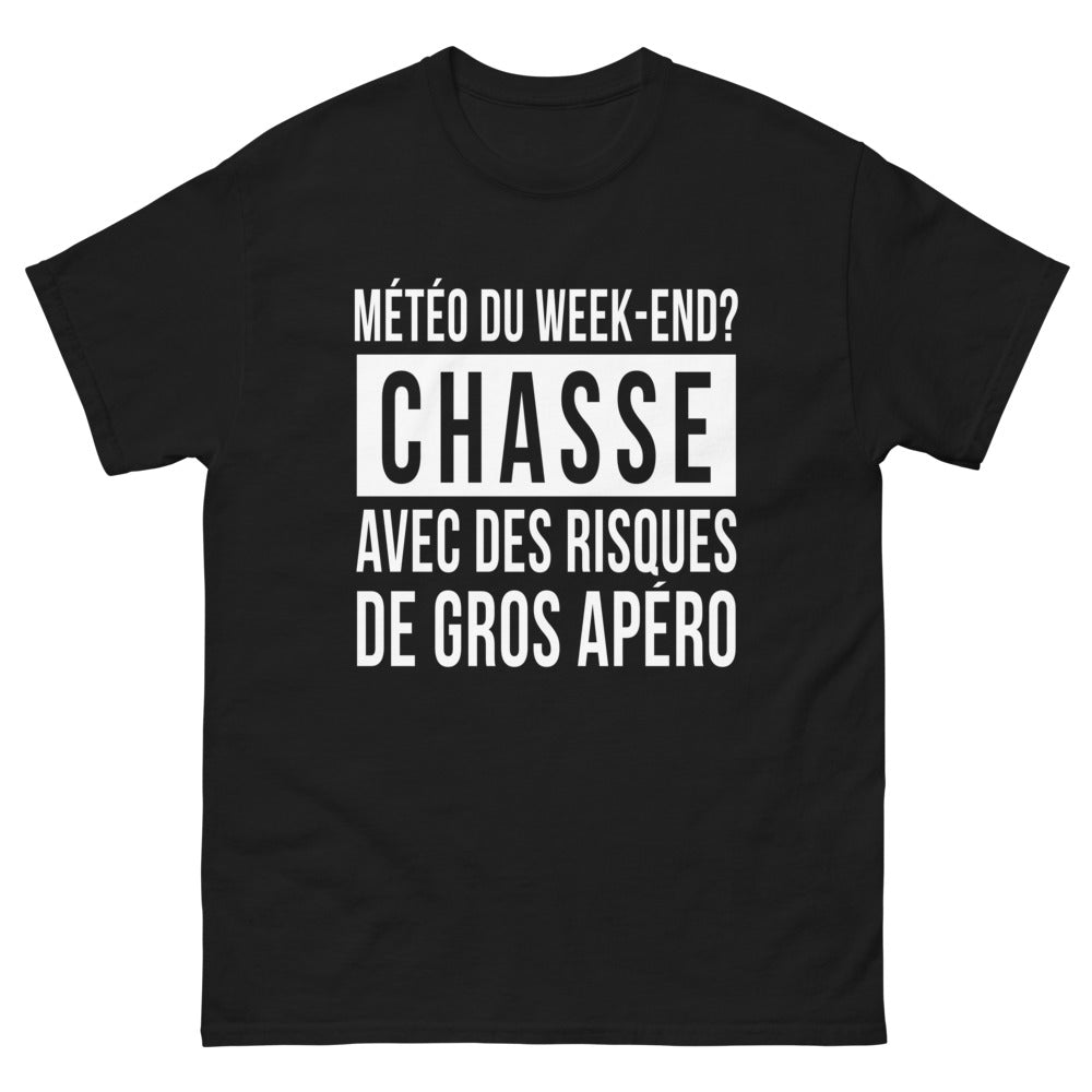 T-shirt Chasse & Apéro noir - Météo du week-end