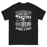 Thumbnail for T-shirt Bretagne noir - diable au garde-à-vous, humour breton