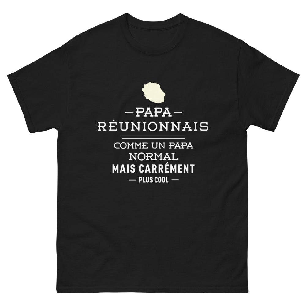 T-shirt Réunionnais noir - Papa réunionnais, cool et fier