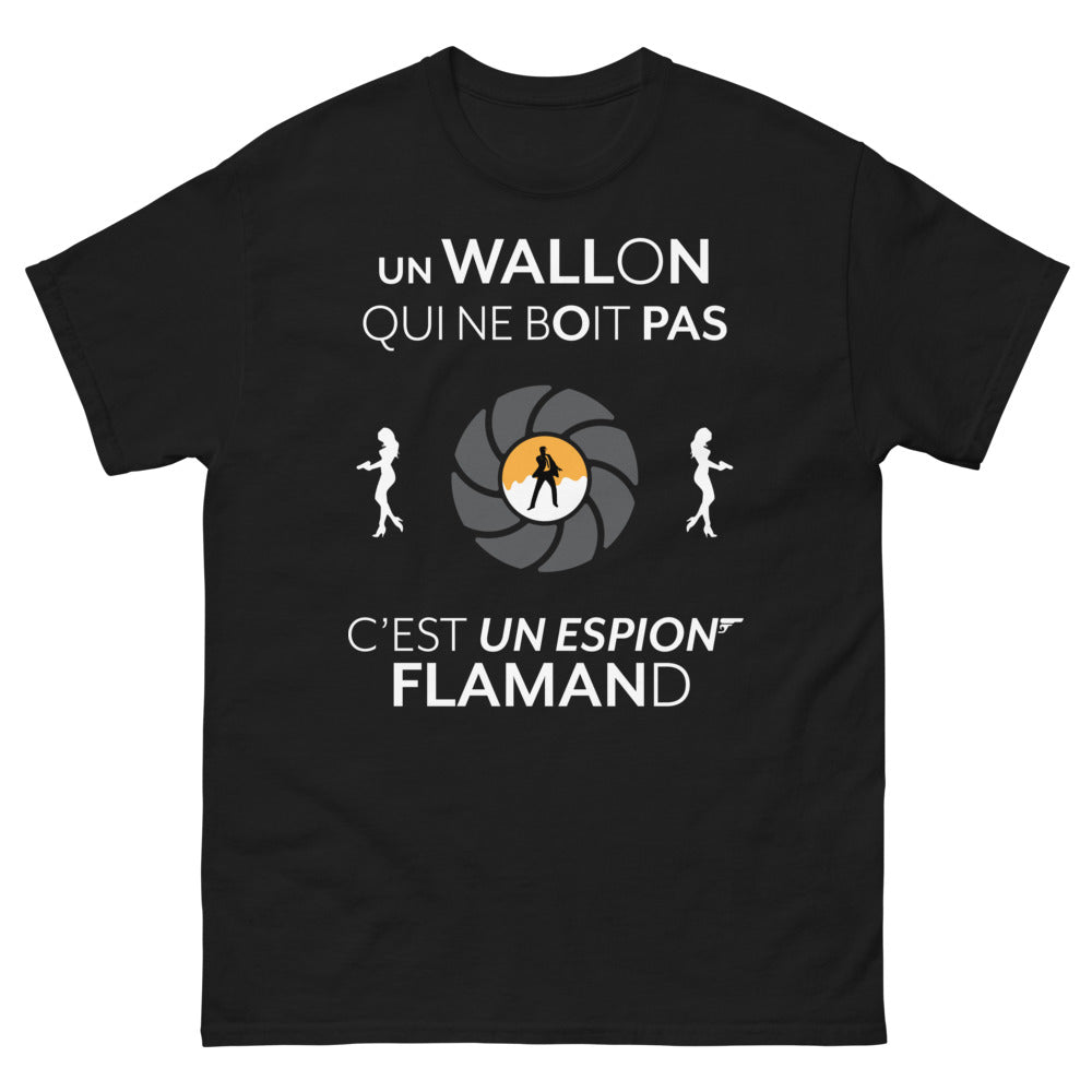 T-shirt Wallonie noir - Un Wallon espion Flamand