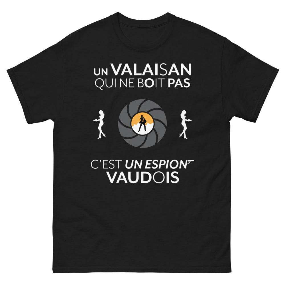 T-shirt Valais Vaud noir - espion vaudois