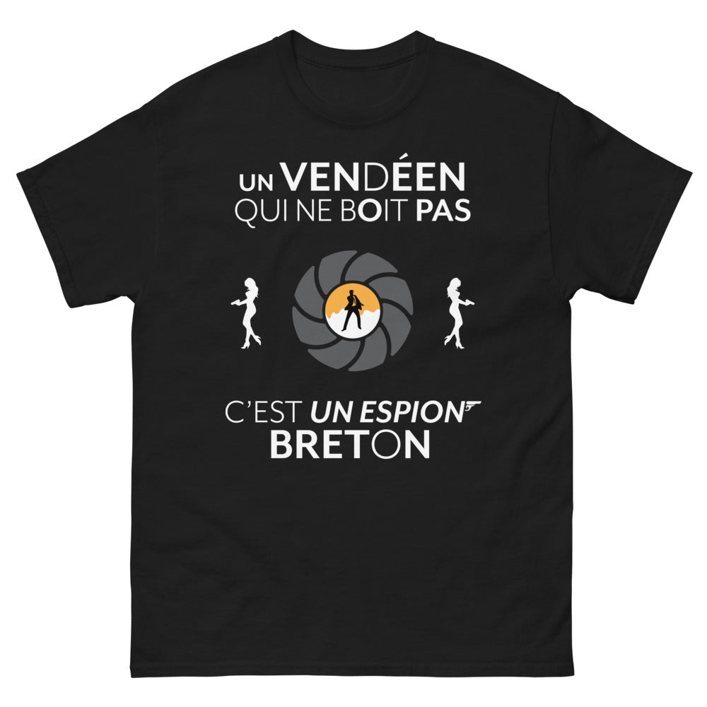 T-shirt Vendéen noir - espion breton humour